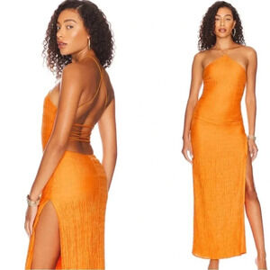 NWT Camila Coelho Joy Sleeveless Strappy Maxi Dress in Orange Citrus XS
